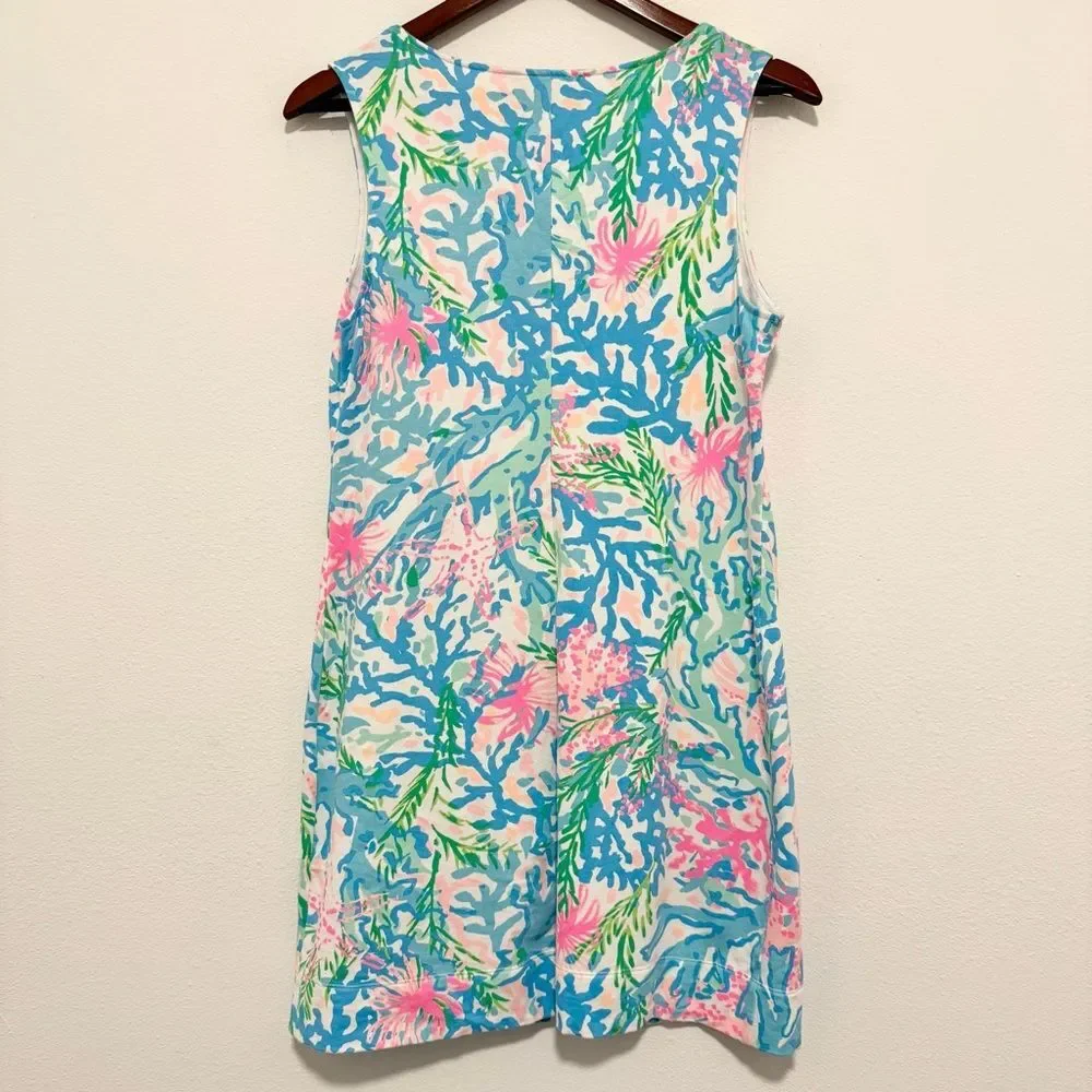 Lilly Pulitzer Harper Shift Dress Coral Bay Stretch Cotton French Terry Medium - Picture 8 of 9
